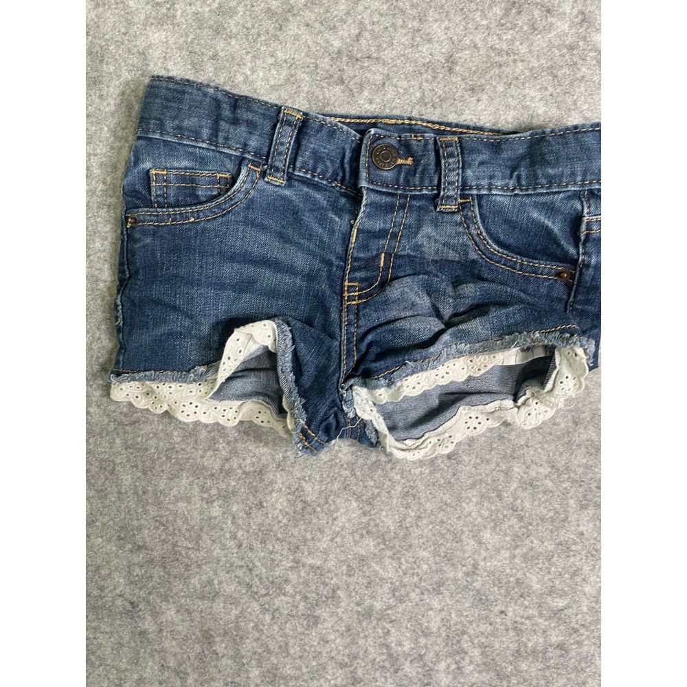 Cat & Jack Girls Blue Denim‎ Shorts with White Eyelet Lace Trim Size 4T